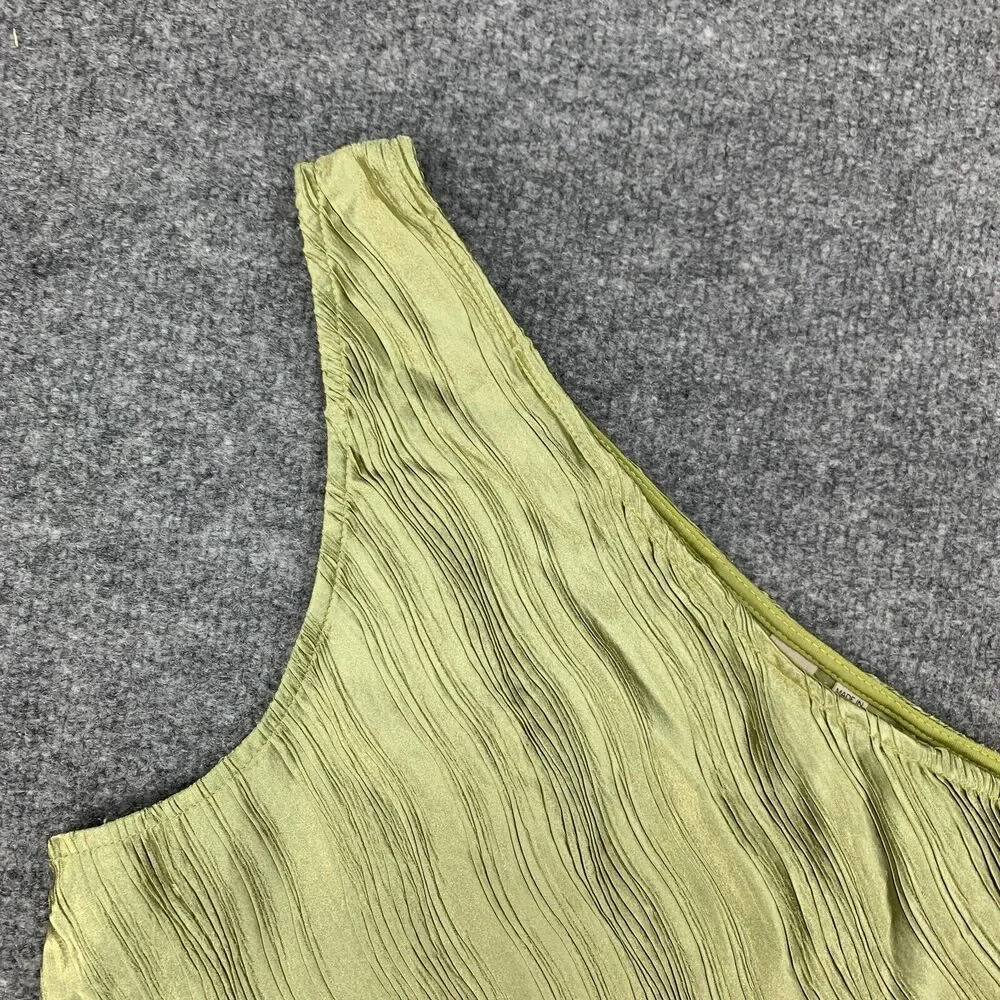 Anthropologie Dolan Tank Top Womens XL Green Pleated One Shoulder Asymmetric Hem